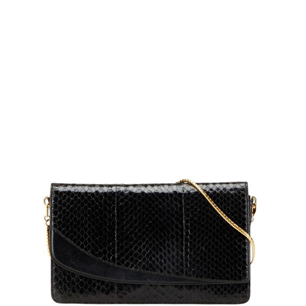Gucci Python Shoulder Bag Black Leather - image 1